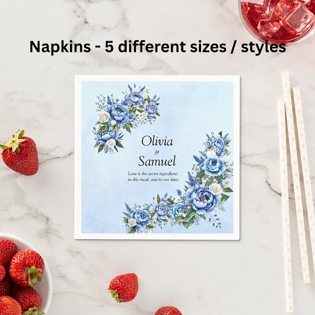 Blue Peony på Blue Cocktail Pappersservett (Skapare uppladdad)