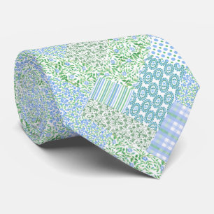 Blue Periwinkle Flowers Vintage Faux Patchwork Slips