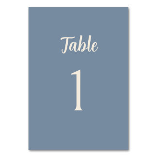 Blue Periwinkle Minimalist Wedding Table Number Bordsnummer