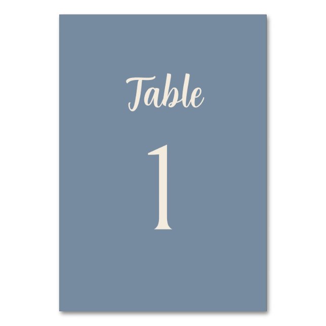 Blue Periwinkle Minimalist Wedding Table Number  Bordsnummer (Framsidan)