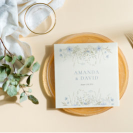 Blue Periwinkle Wildblomma Bröllop Pappersservett