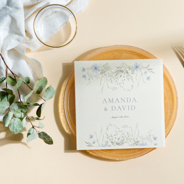 Blue Periwinkle Wildblomma Bröllop Pappersservett (Skapare uppladdad)