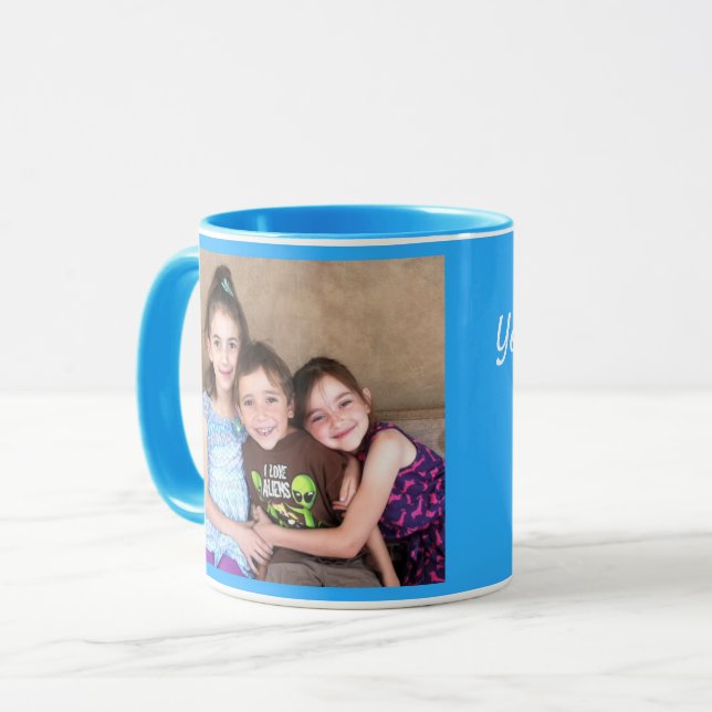 Blue Personalize PHOTO MMPLATE Gift Coffee Mugg (Framsida vänster)