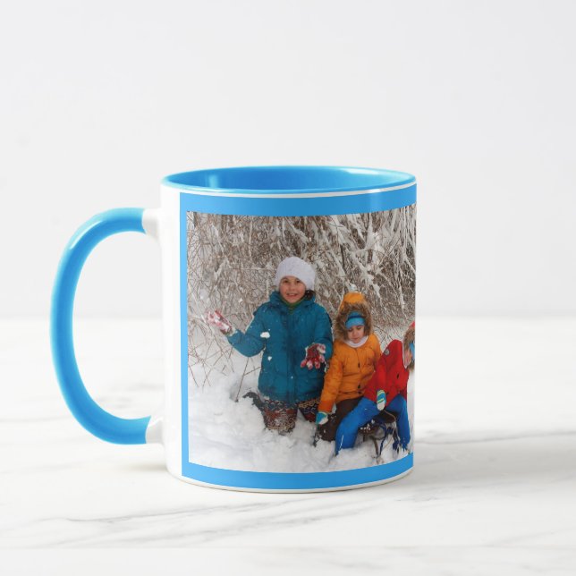 Blue Personalize Photo Template Gift Coffee Mugg (Vänster)