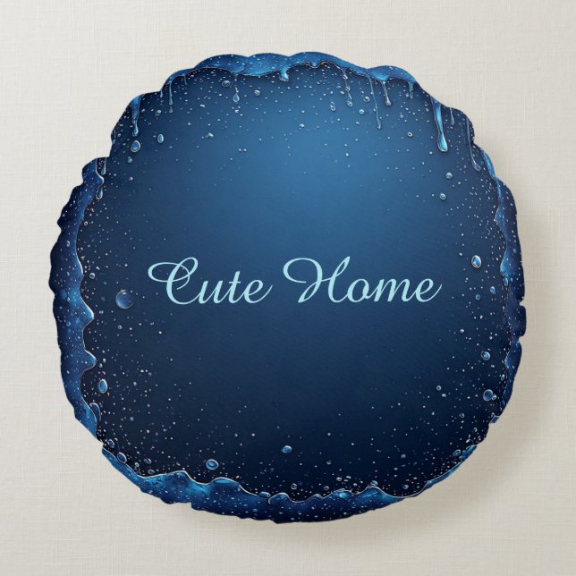 Blue Personalized Name Custom Gift Rund Kudde (Framsidan)