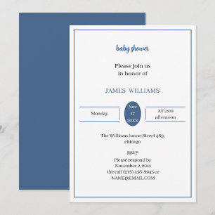 Blue Personlig Baby Shower Inbjudningar
