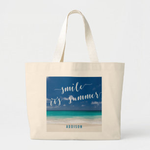 Blue Personlig Beach Bags Jumbo Tote Tygkasse
