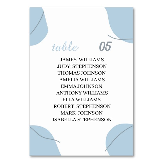 Blue Personlig Bröllop Bordsnummer (Framsidan)