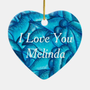Blue Personlig I Kärlek You Heart Pendant Julgransprydnad Keramik