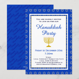 Blue Personlig Menorah HANUKKAH Party Inbjudningar