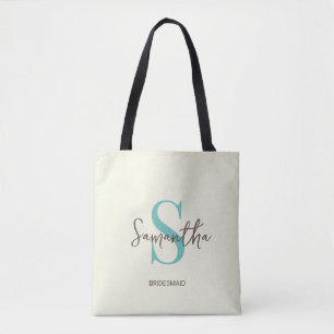 Blue Personligt bröllp Bridesmaid Namn Tote Bag Tygkasse