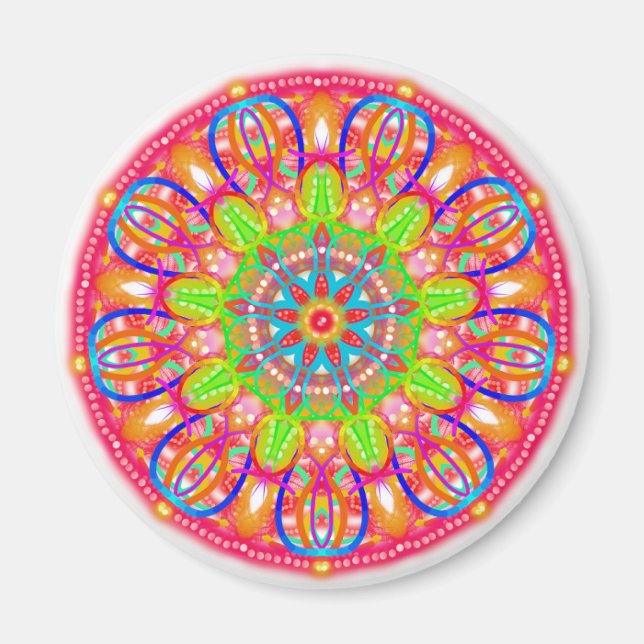Blue Petal Flower Mandala Boho Magnet (Framsidan)