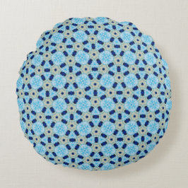 Blue Petal Harmony Round Pouf Rund Kudde