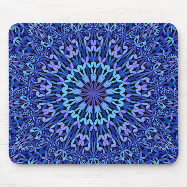 Blue Petal Kaleidoscope Mandala Musmatta (Framsidan)
