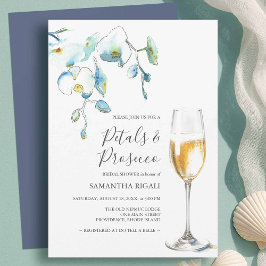Blue Petals and Prosecco Bridal Shower Invitations
