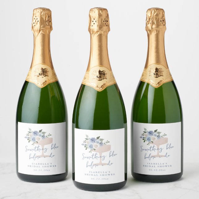 Blue Petals and Prosecco bröllopsdusch (Flaskor)