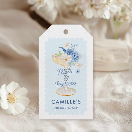 Blue Petals och Prosecco Möhippa Favor Presentetikett