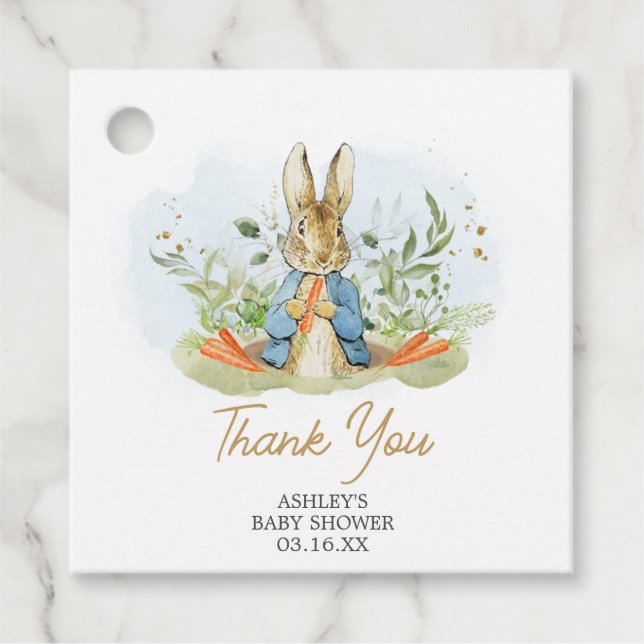 Blue Peter Rabbit Baby Shower Square Gåvor Etiketter (Framsida)
