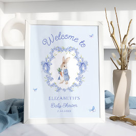 Blue Peter Rabbit Baby Shower Välkommen Poster