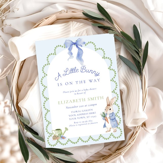 Blue Peter Rabbit Boy Baby Shower Inbjudningar (Skapare uppladdad)