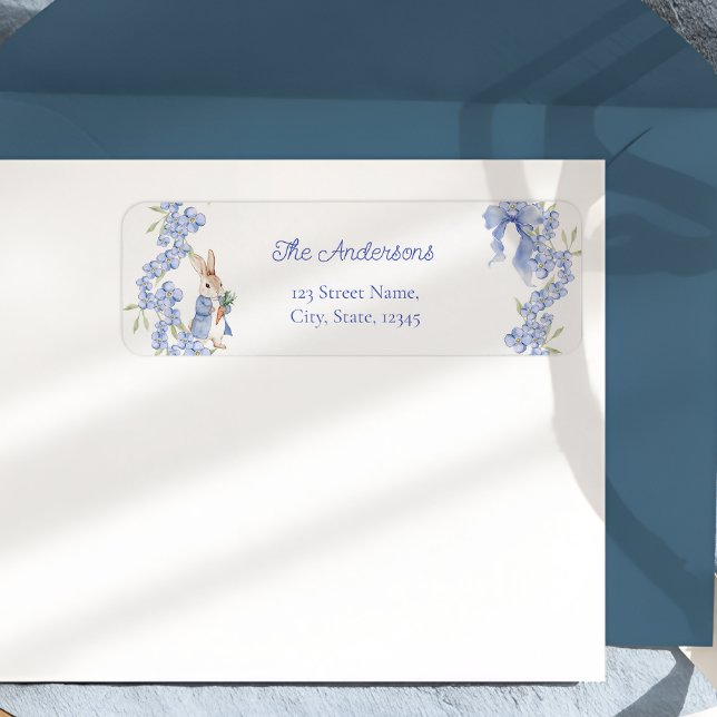 Blue Peter Rabbit Boy Baby Shower Label Returadress Etikett (Skapare uppladdad)