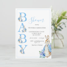 Blue Peter Rabbit med Flowers Baby Shower