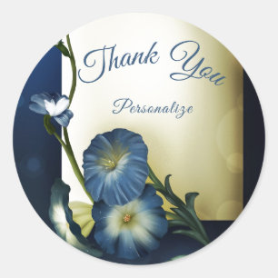 Blue Petunias Blommigt Tack Personalize Runt Klistermärke