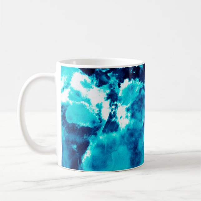 Blue Phantom Mode Mönster Dirty Plash Watercol Kaffemugg (Vänster)