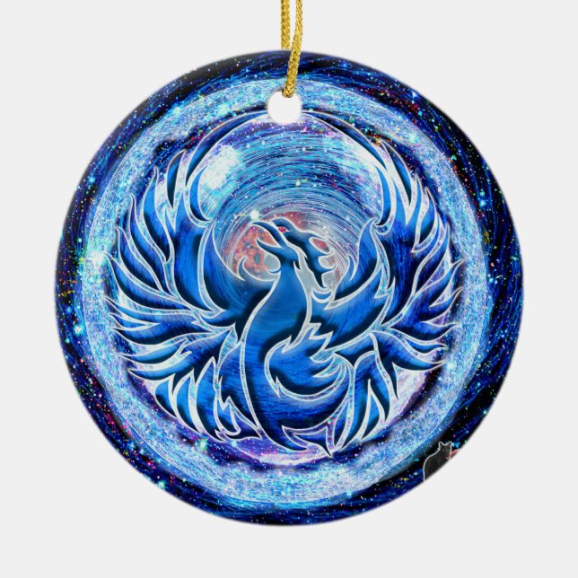 Blue Phoenix Julgransprydnad Keramik (Framsidan)