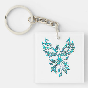 Blue Phoenix Rises on White