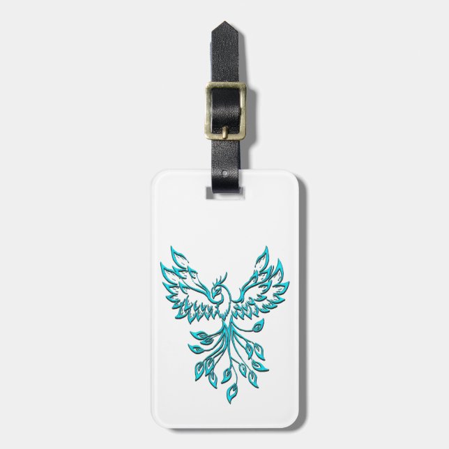 Blue Phoenix Rises on White Bagagebricka (Vertikal Framsida)