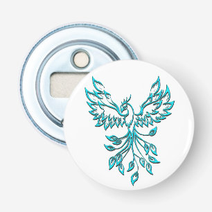 Blue Phoenix Rises on White Flasköppnare