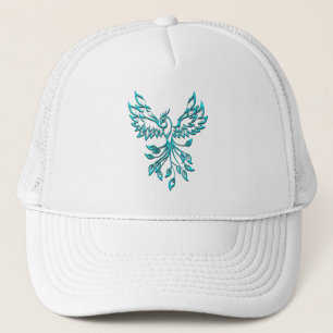 Blue Phoenix Rises on White Keps