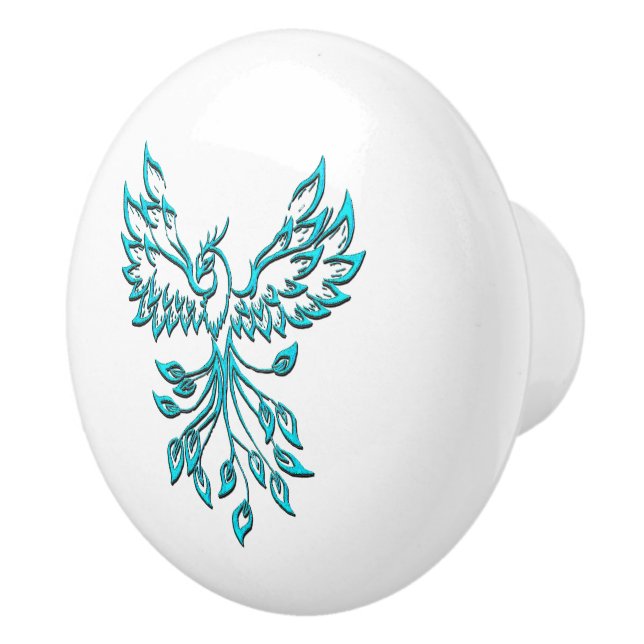 Blue Phoenix Rises on White Knopp (Höger)