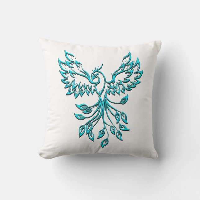 Blue Phoenix Rises on White Kudde (Framsida)