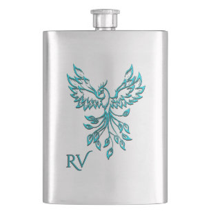 Blue Phoenix Rises on White Monogram Fickplunta