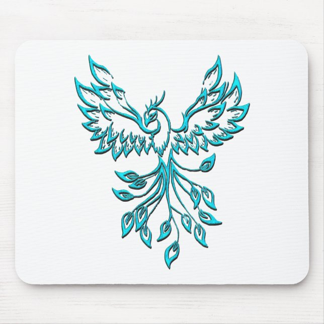 Blue Phoenix Rises on White Musmatta (Framsidan)