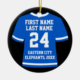 Blue Photo Football Soccer Hockey Sports Jersey Julgransprydnad Keramik