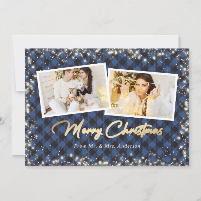Blue Photo Play Guld Newlyweds God jul Julkort (Framsida)