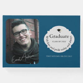 Blue Photo Student Simple Chic Elegant Studenten Gästböcker