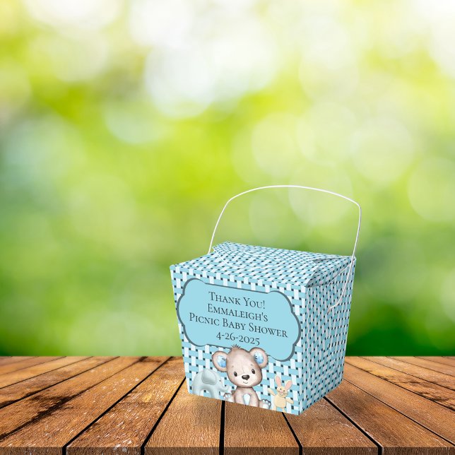 Blue Picnic Friends Baby Shower Basket Tack Presentaskar (Skapare uppladdad)