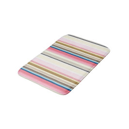 Blue, pink, almond and coffee stripes badrumsmatta