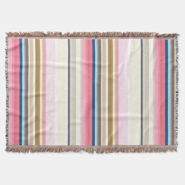 Blue, pink, almond and coffee stripes filt (Framsidan)