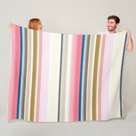 Blue, pink, almond and coffee stripes fleecefilt