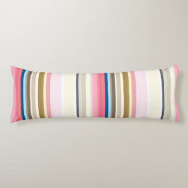 Blue, pink, almond and coffee stripes kroppskudde