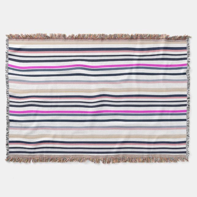 Blue Pink and Sand Stripes Filt (Framsidan)