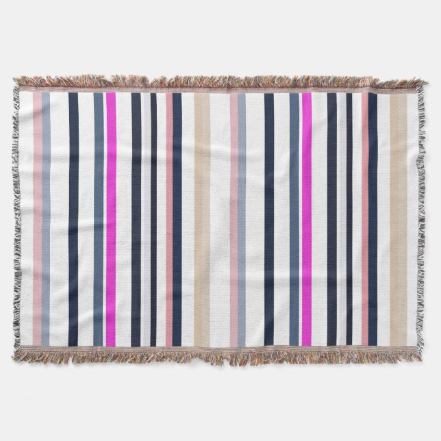 Blue Pink and Sand Stripes Filt (Framsidan)