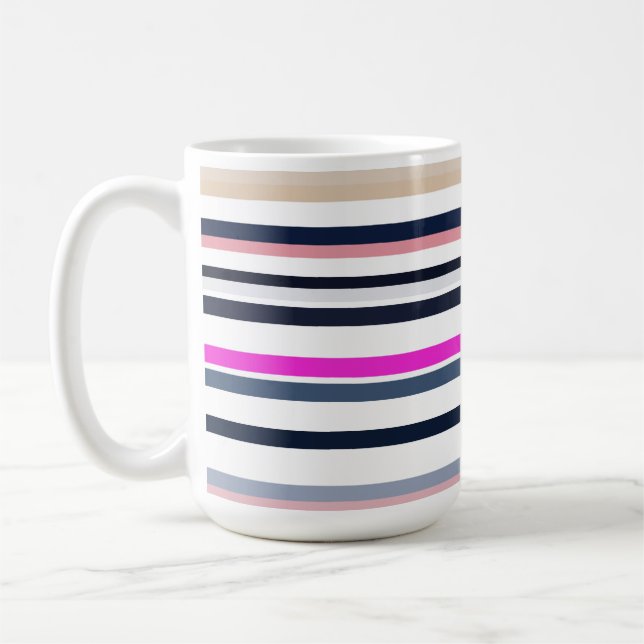 Blue Pink and Sand Stripes Kaffemugg (Vänster)