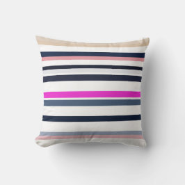Blue Pink and Sand Stripes Kudde