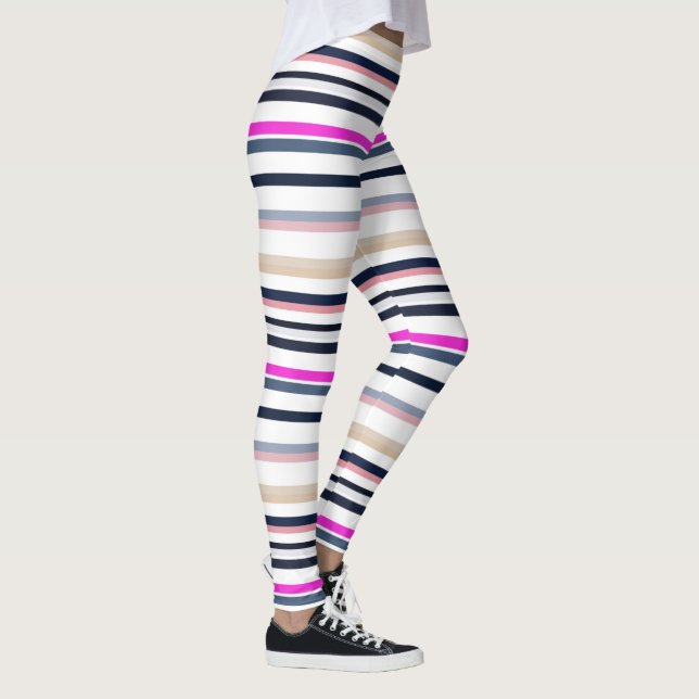 Blue Pink and Sand Stripes Leggings (Höger)